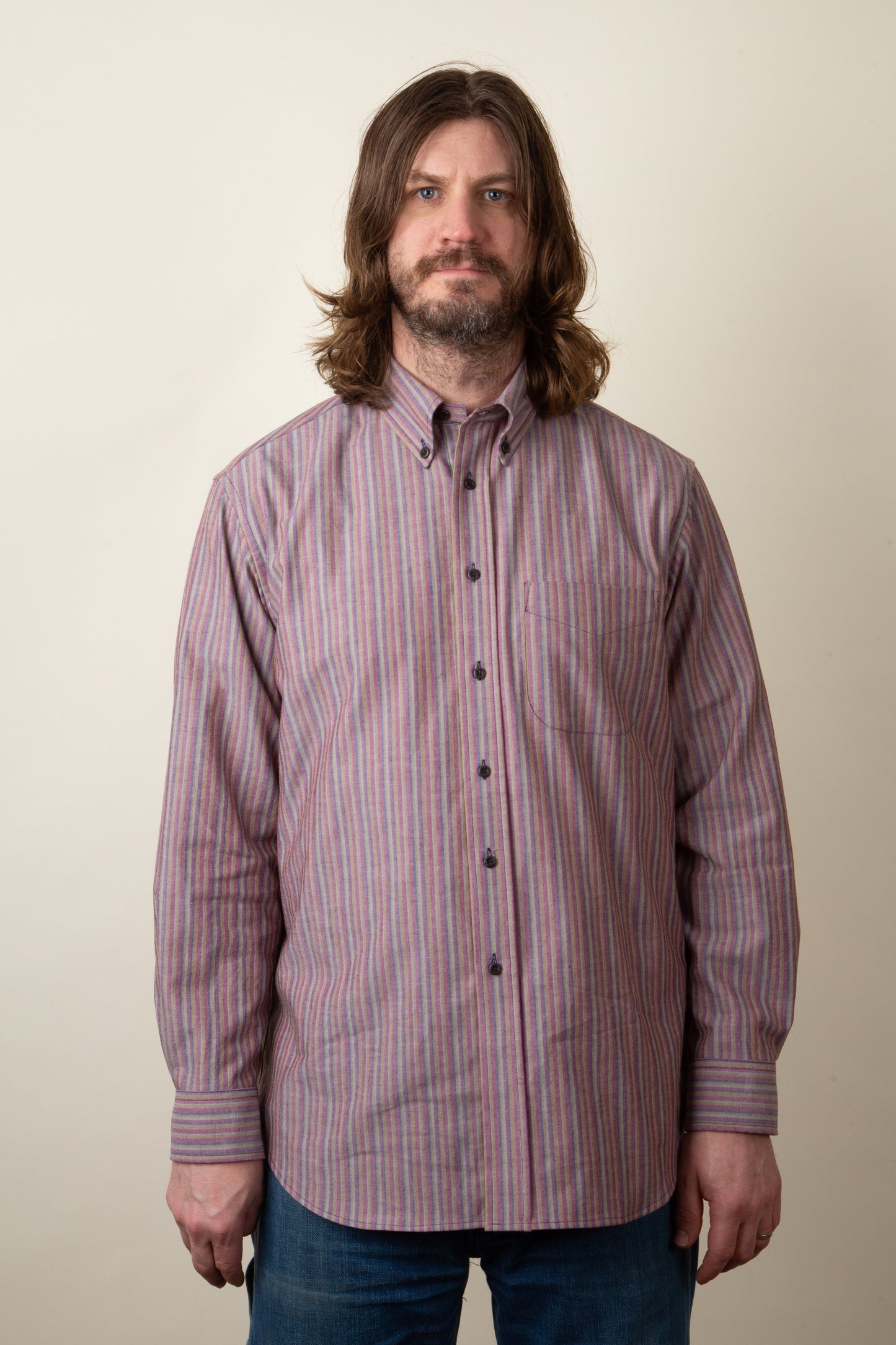 Pinpoint Oxford Maroon Stripe Button Down