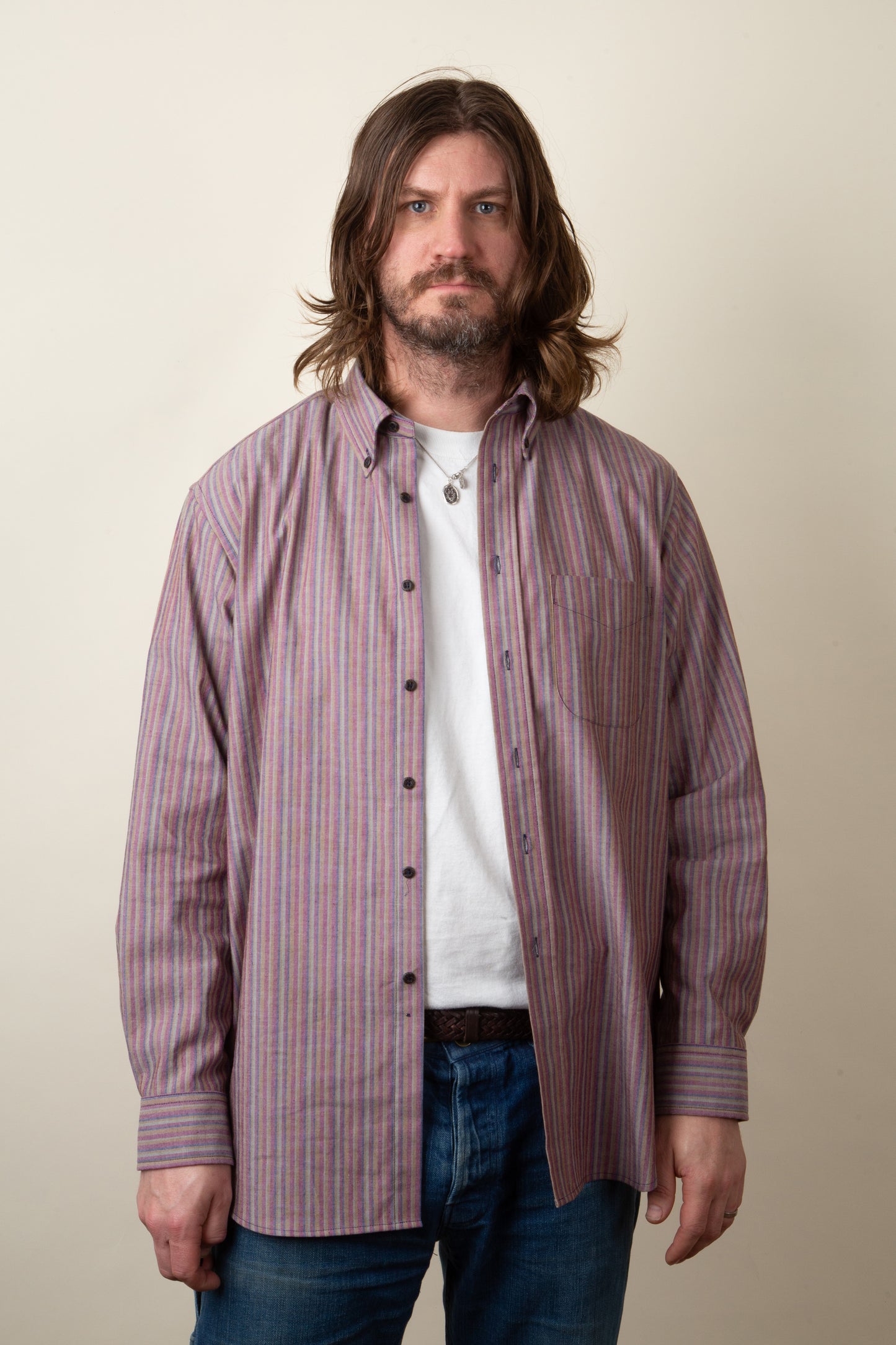 Pinpoint Oxford Maroon Stripe Button Down
