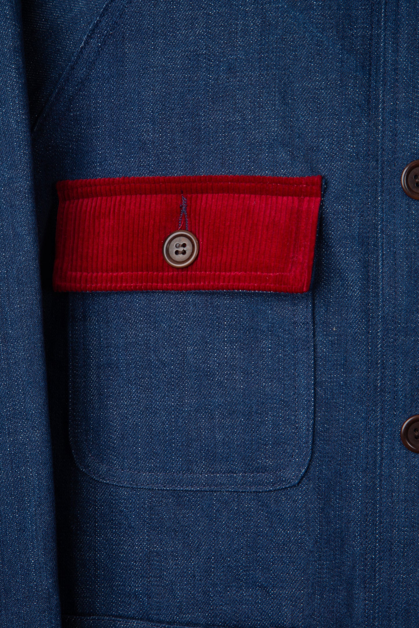 Denim Chore Coat With Rose Chainstitch