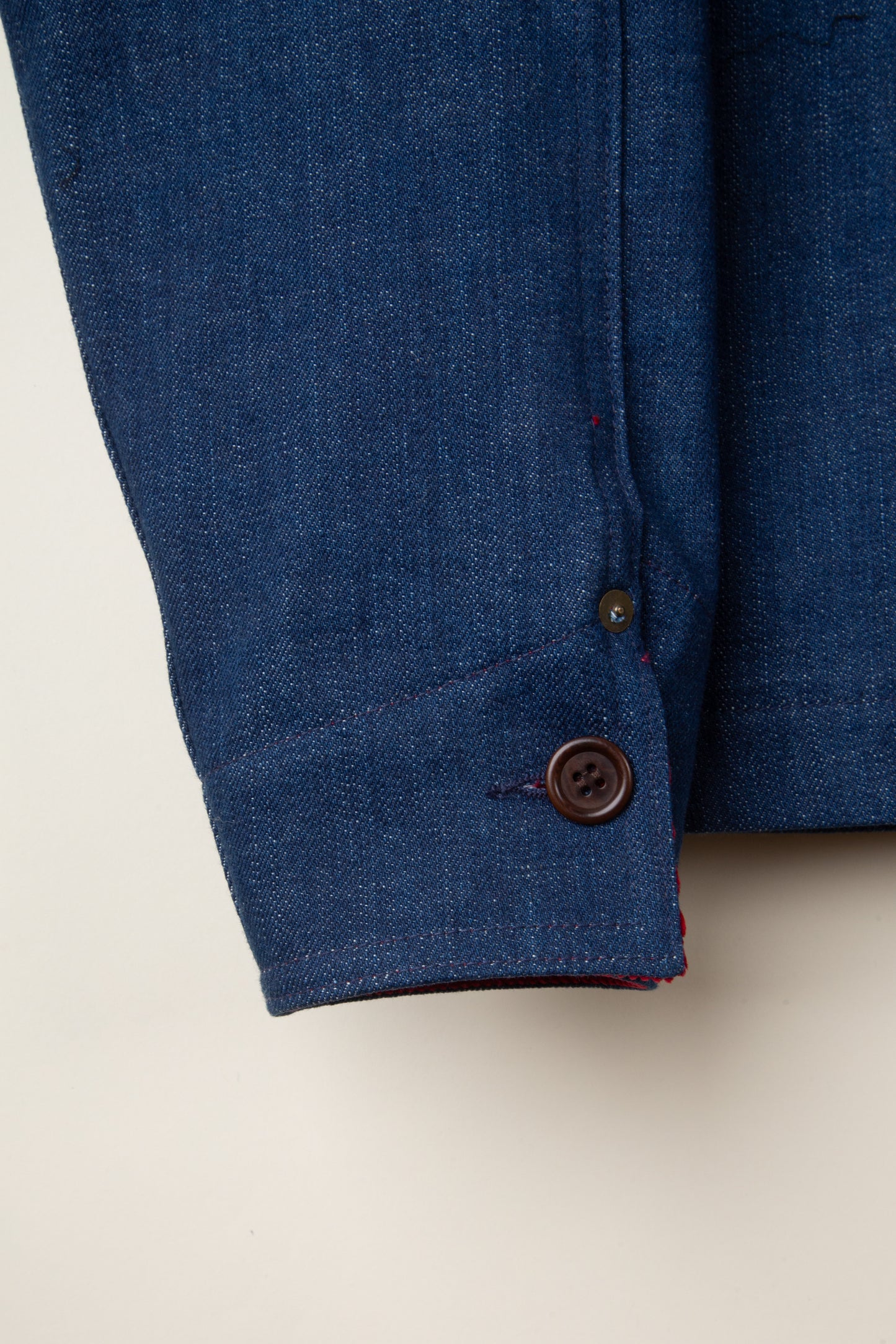 Denim Chore Coat With Rose Chainstitch