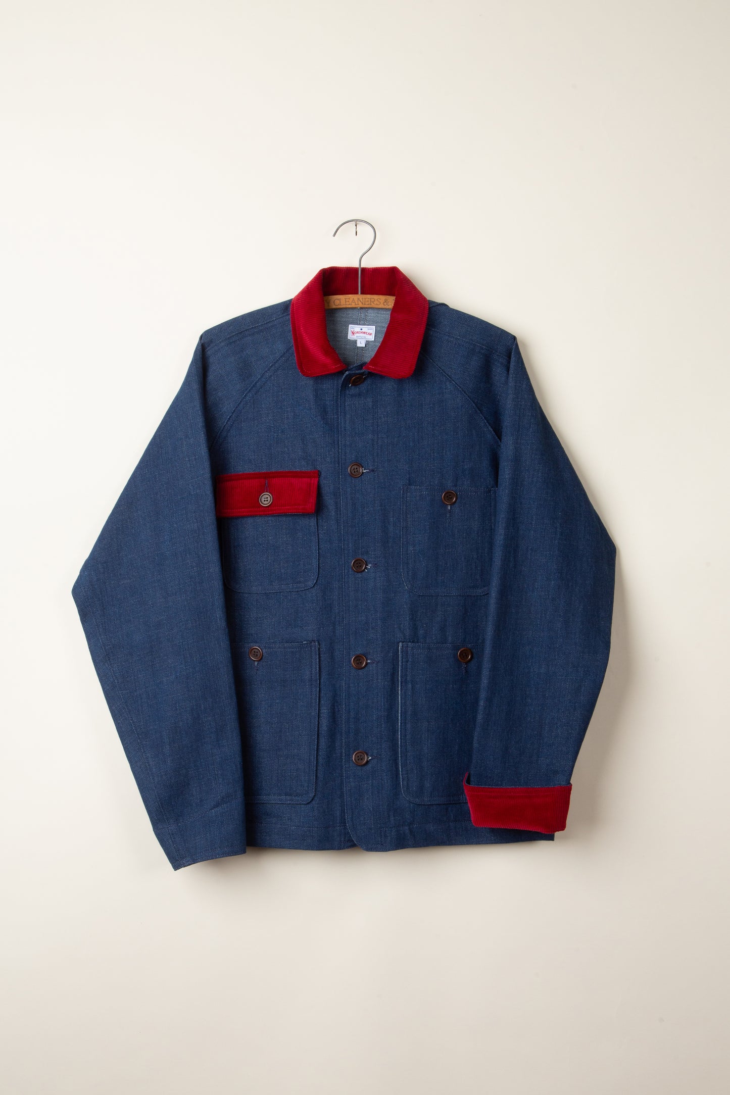 Denim Chore Coat With Rose Chainstitch